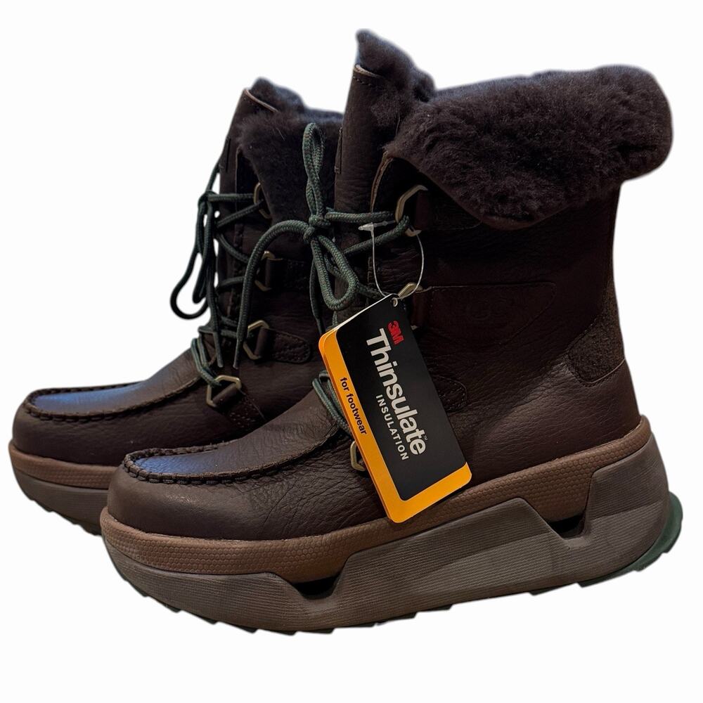 UGG Auden Brownstone Thinsulate Waterproof Shearling Snow Boot Shoes Brown Men 9
